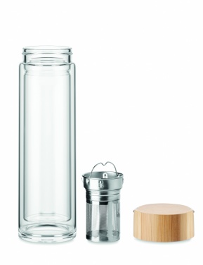 Logotrade biznesa dāvanas foto: Divsienu stikla pudele 400ml Berlin